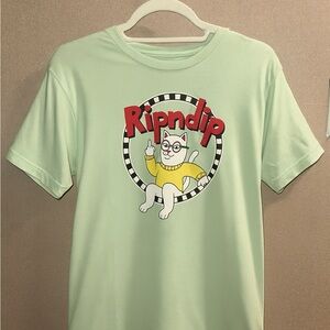 Ripndip Light Green Kids Tee with Cat Graphic